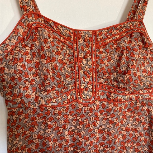 Susana Monaco Maxi Dress Rust Orange Floral Sundress Silk Cotton Size 8 - Picture 6 of 14